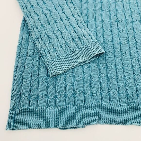 POL | vintage style Women's Blue Cable Knit oversized cardigan Sweater | large - Picture 6 of 6
